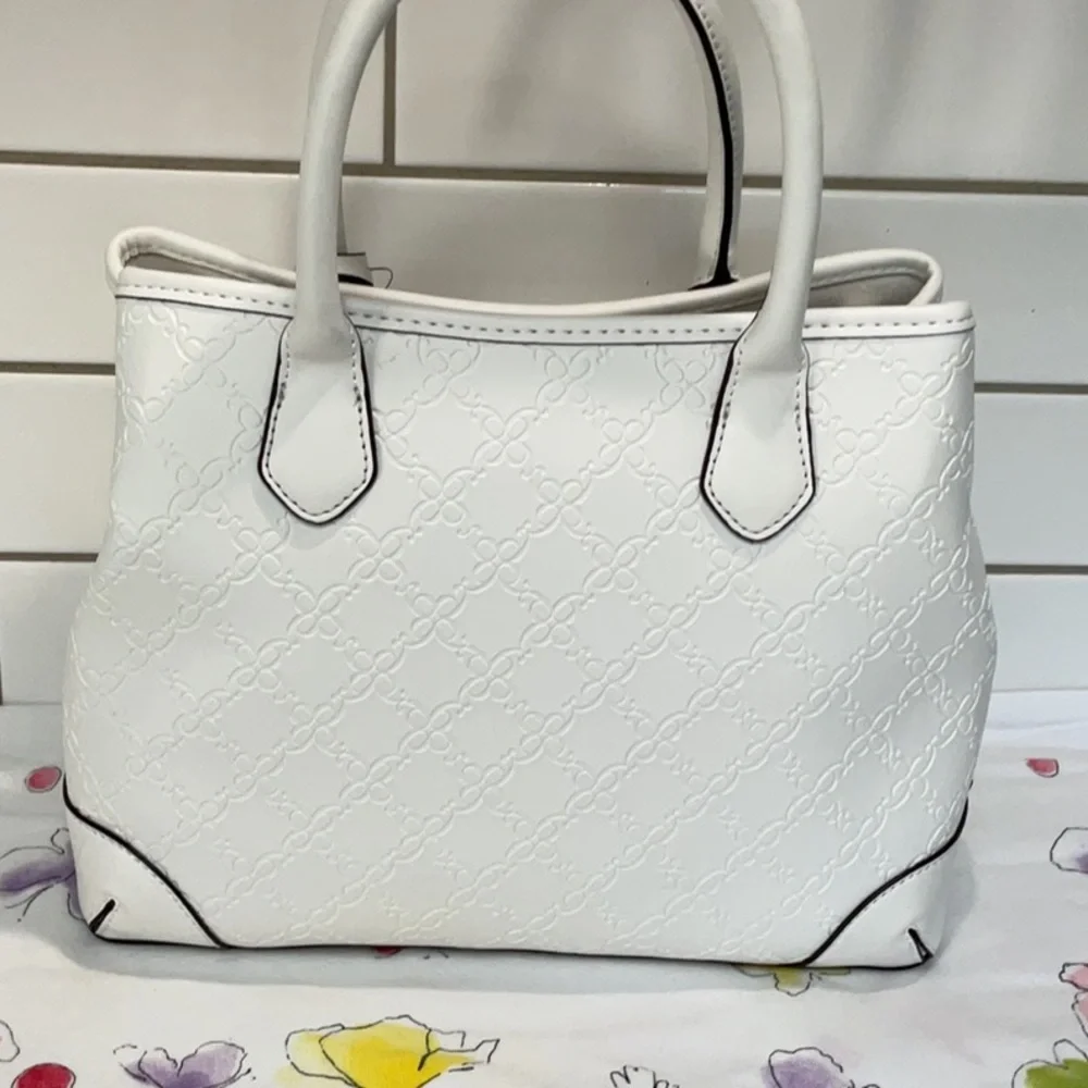 Nine West Embossed White Satchel.